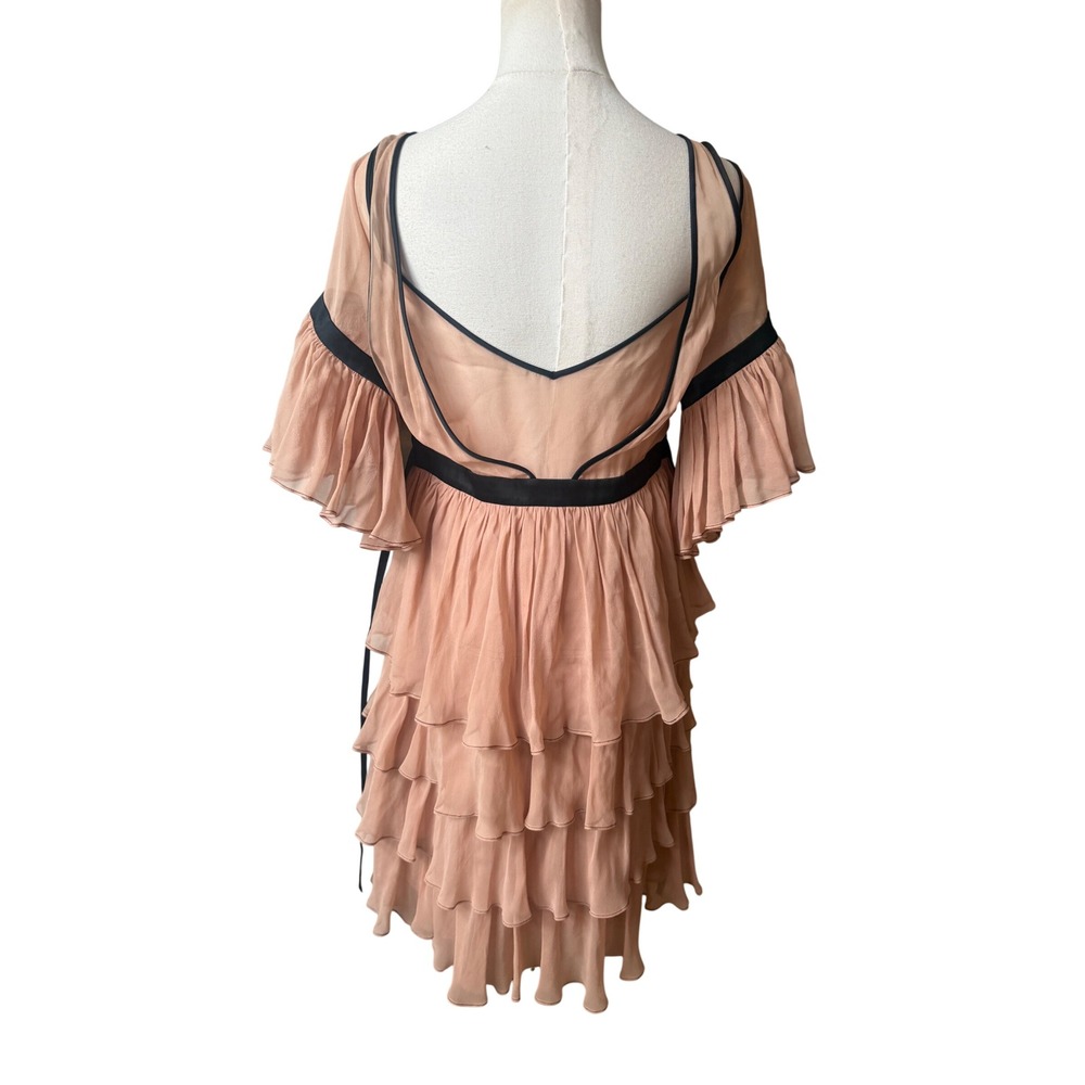 Cinq A Sept Boho Silk Ruffle Dress Size S Chic Statement Maximalist Avant Garde - Picture 7 of 13